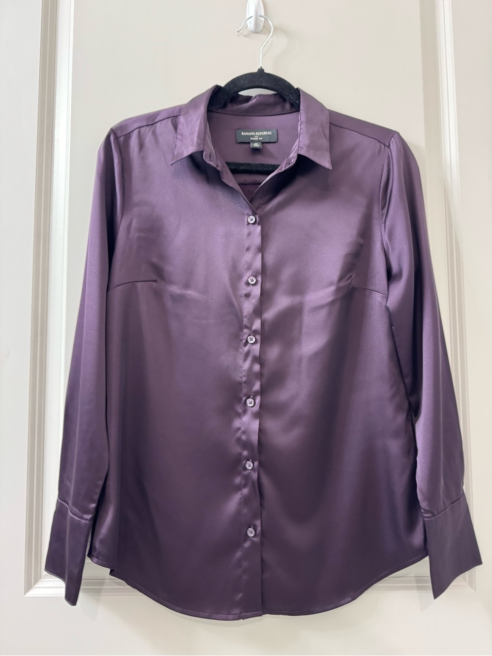 Banana Republic Womens Purple Button Down Shirt Classic Fit Collared Long Sleeve